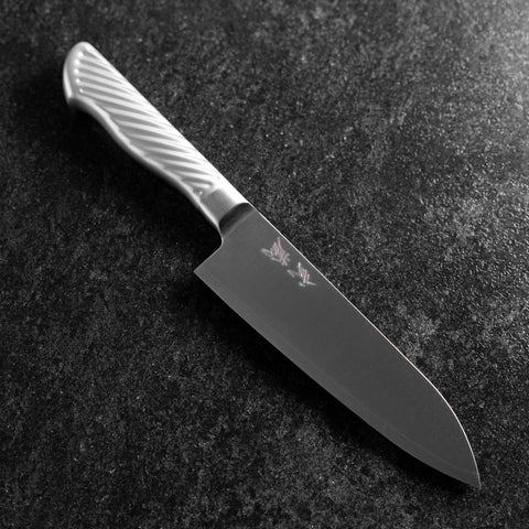 Santoku AUS-10 Polished All-Stainless Handle 165mm