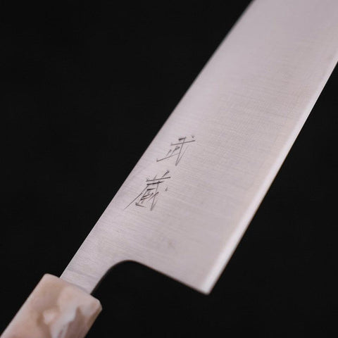 Santoku AUS-10 Polished Ocean Orange & White Handle 165mm