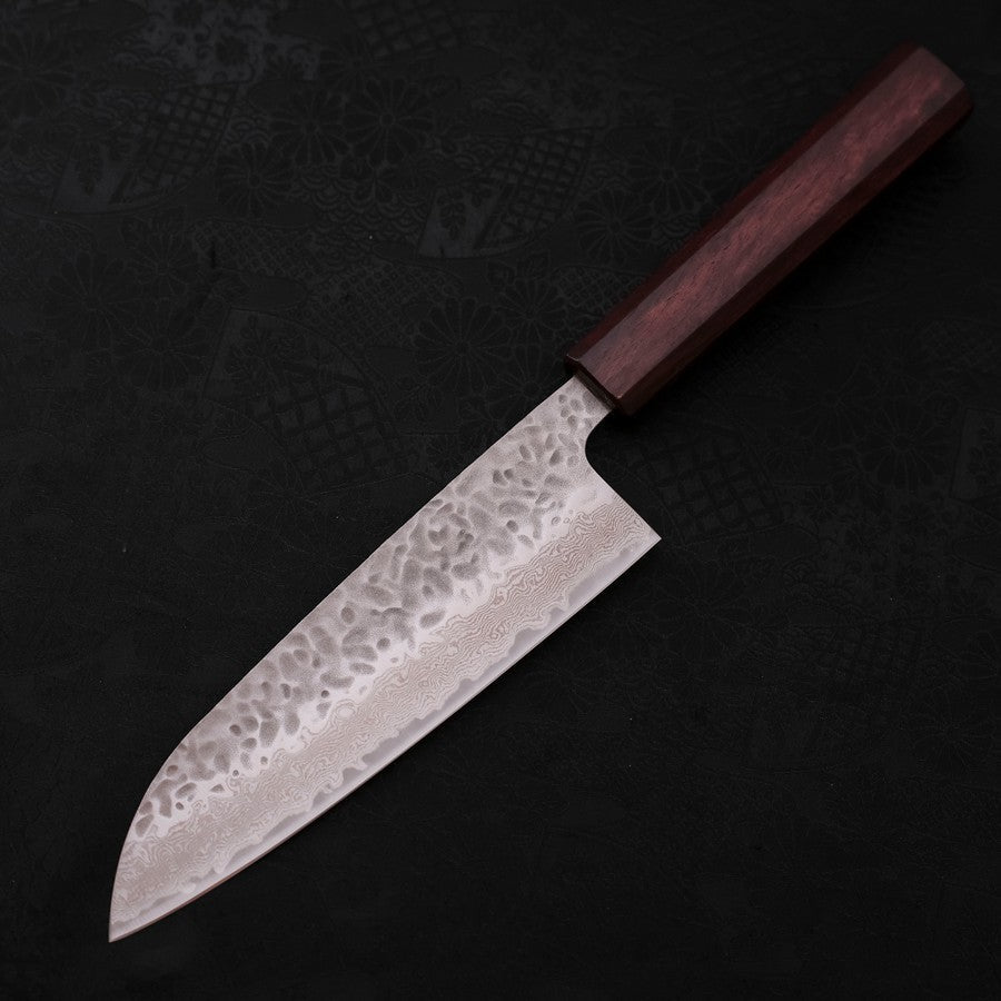 Santoku AUS-10 Tsuchime Damasco Mango Urushi Morado 165 mm