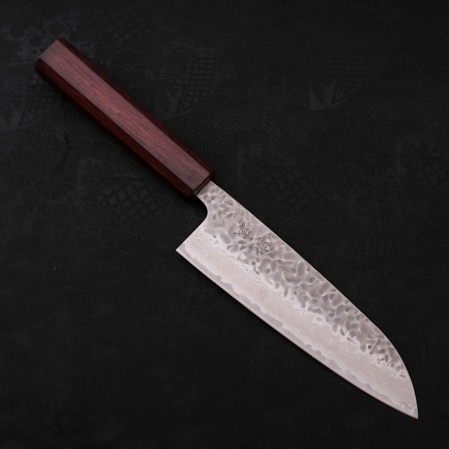 Santoku AUS-10 Tsuchime Damasco Mango Urushi Morado 165 mm