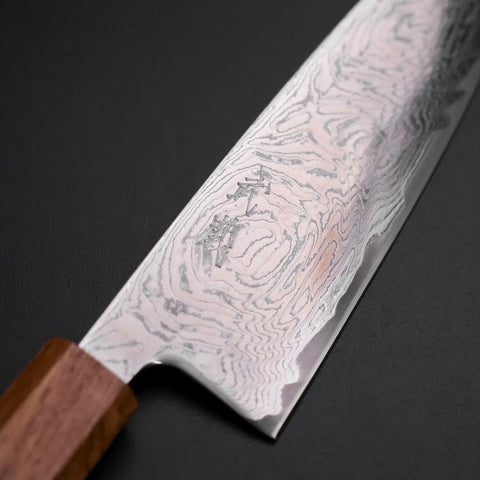 Santoku AUS-10 Wave Nickel Damascus Oak Handle 165mm