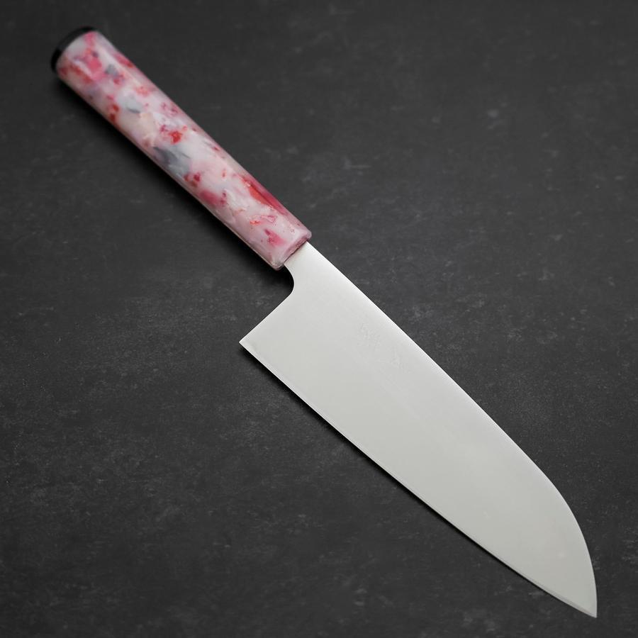 Santoku AUS-8 Polished Ocean Sakura Handle 165mm-[Musashi]-[Japanese-Kitchen-Knives]