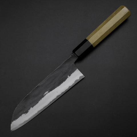 Santoku Blue Steel #1 Kurouchi Buffalo Magnolia Handle 165mm