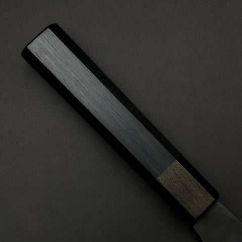 Santoku Blue Steel #1 Stainless Clad Kurouchi Dark Blue Urushi Handle 170mm