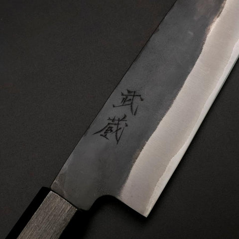 Santoku Blue Steel #1 Stainless Clad Kurouchi Green Urushi Handle 170mm