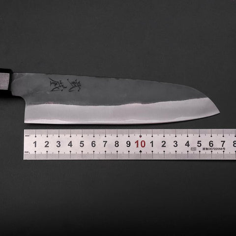 Santoku Blue Steel #1 Stainless Clad Kurouchi Green Urushi Handle 170mm