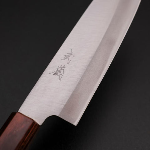 Santoku Blue Steel #1 Stainless Clad Polished Zelkova Handle 165mm