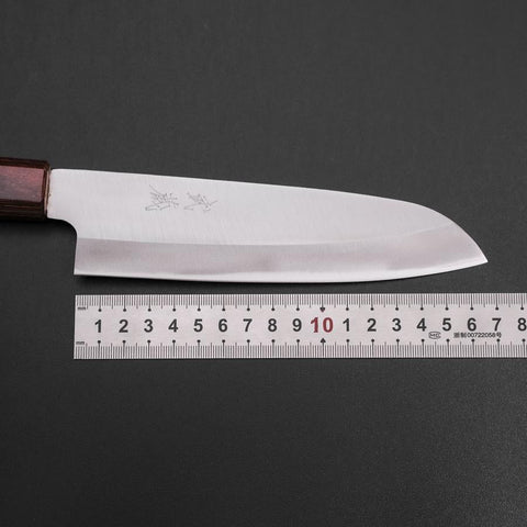 Santoku Blue Steel #1 Stainless Clad Polished Zelkova Handle 165mm