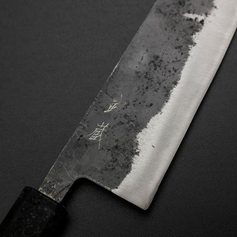 Santoku Blue Steel #2 Kurouchi Black Ishime Urushi Handle 165mm