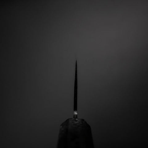 Santoku Blue Steel #2 Kurouchi Black Ishime Urushi Handle 165mm