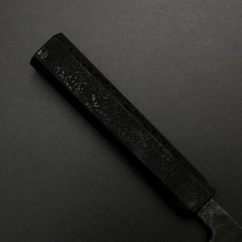 Santoku Blue Steel #2 Kurouchi Black Ishime Urushi Handle 165mm