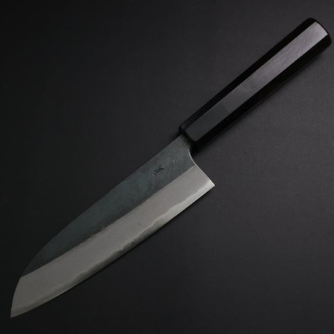 Santoku Blue Steel #2 Kurouchi Buffalo Ebony Handle 165mm