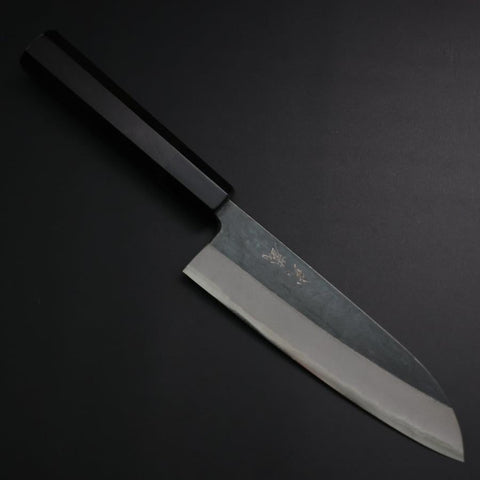 Santoku Blue Steel #2 Kurouchi Buffalo Ebony Handle 165mm