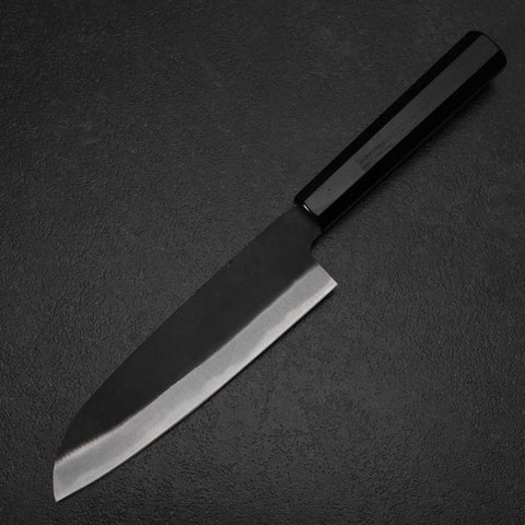 Santoku Blue Steel #2 Kurouchi Chokin Cheetah Buffalo Ebony Handle 165mm