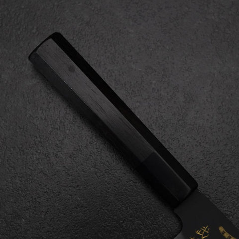 Santoku Blue Steel #2 Kurouchi Chokin Cheetah Buffalo Ebony Handle 165mm