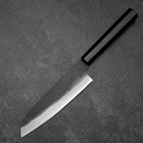 Santoku Blue Steel #2 Kurouchi Chokin Crane Buffalo Ebony Handle 165mm