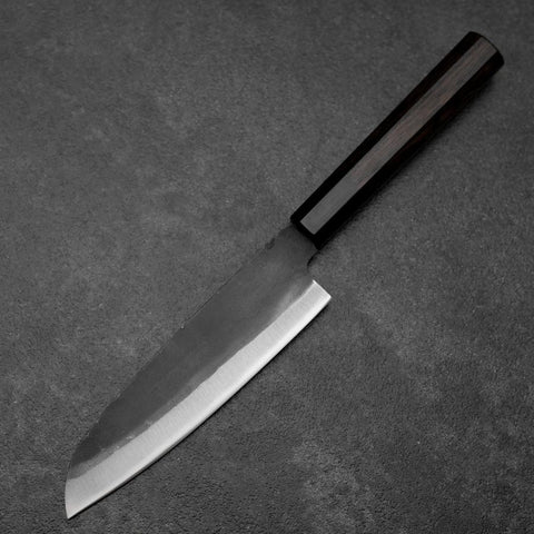 Santoku Blue Steel #2 Kurouchi Chokin Dragon Buffalo Ebony Handle 165mm