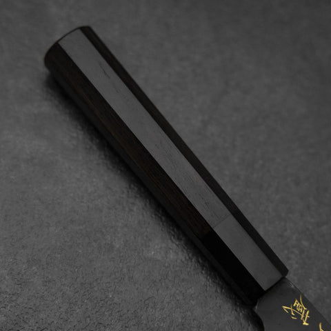 Santoku Blue Steel #2 Kurouchi Chokin Dragon Buffalo Ebony Handle 165mm