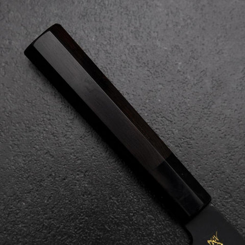 Santoku Blue Steel #2 Kurouchi Chokin Eagle Pine Buffalo Ebony Handle 165mm