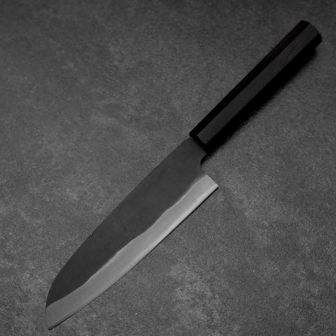 Santoku Blue Steel #2 Kurouchi Chokin Hannya Buffalo Ebony Handle 165mm