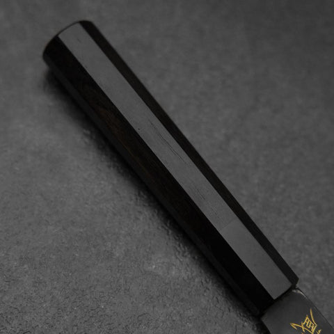Santoku Blue Steel #2 Kurouchi Chokin Hannya Buffalo Ebony Handle 165mm