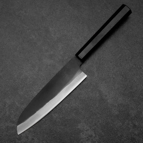 Santoku Blue Steel #2 Kurouchi Chokin Koi Buffalo Ebony Handle 165mm