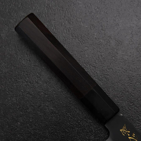 Santoku Blue Steel #2 Kurouchi Chokin Pagoda Sakura Buffalo Ebony Handle 165mm