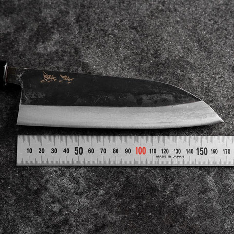 Santoku Blue Steel #2 Kurouchi Damascus Buffalo Walnut Handle 165mm (6.5”)