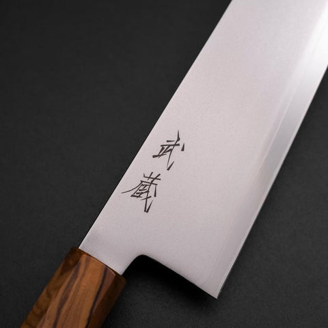 Santoku Blue Steel #2 Polished Olive Handle 170mm
