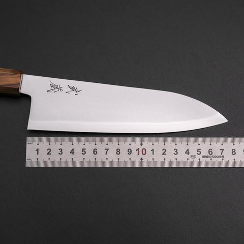 Santoku Blue Steel #2 Polished Olive Handle 170mm