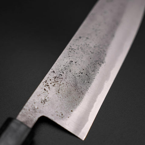Santoku Blue Steel #2 Stainless Clad Nashiji Dark Blue Urushi Handle 165mm