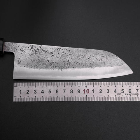 Santoku Blue Steel #2 Stainless Clad Nashiji Dark Blue Urushi Handle 165mm