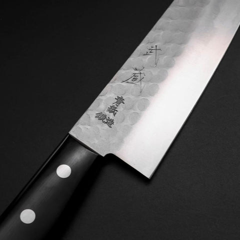 Santoku Blue Steel #2 Stainless Clad Tsuchime Western Handle Black 165mm