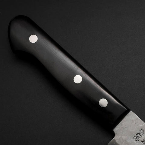 Santoku Blue Steel #2 Stainless Clad Tsuchime Western Handle Black 165mm
