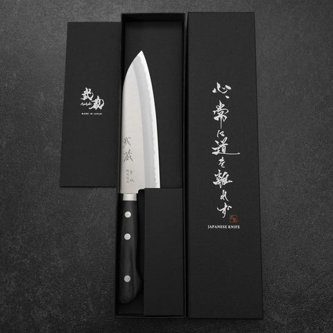 Santoku Blue Steel #2 Stainless Clad Western Handle 165mm