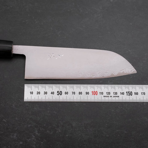 Santoku Blue Super Damascus Buffalo Magnolia Handle 165mm