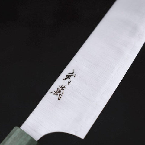 Santoku Blue Super Polished Maple Green Handle 180mm