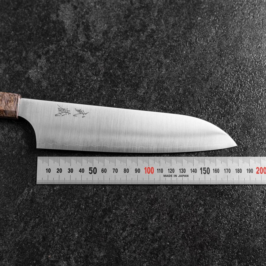 Santoku Blue Super Polished Maple Handle 180mm (7”)-[Musashi]-[Japanese-Kitchen-Knives]