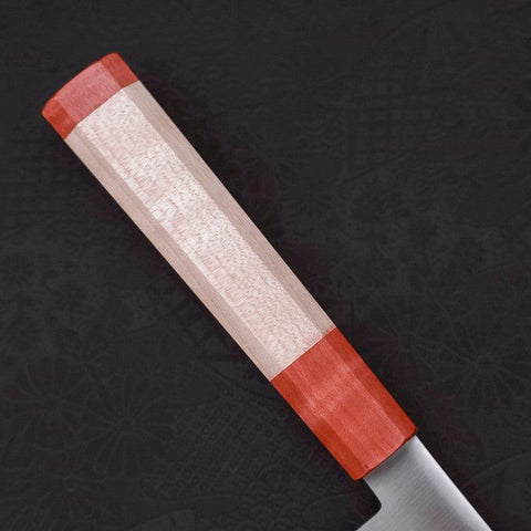 Santoku Blue Super Polished Maple Red Handle 180mm