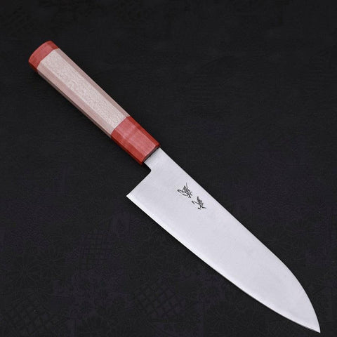 Santoku Blue Super Polished Maple Red Handle 180mm