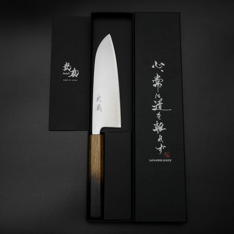 Santoku Blue Super Polished Yaki Urushi Handle 165mm