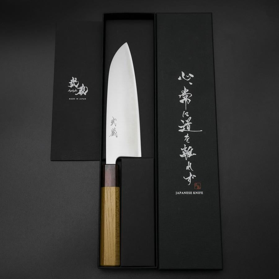 Santoku Blue Super Pulido Mango de Zelkova 165mm