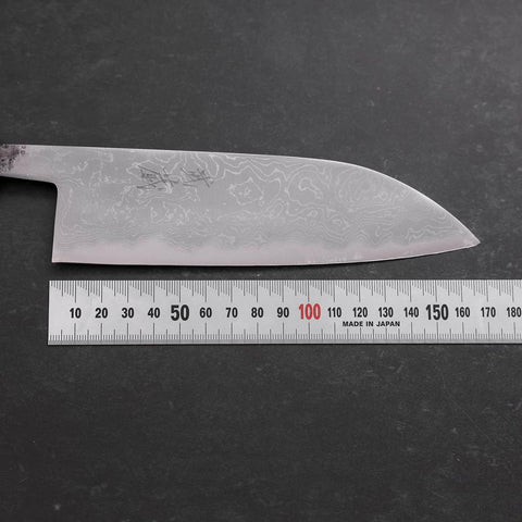 Santoku Blue Steel #2 Damascus Buffalo Ebony Handle 165mm