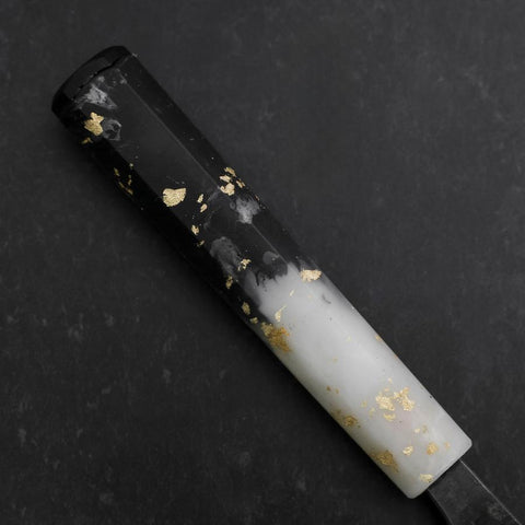 Santoku Blue Steel #2 Kurouchi Ocean Black White Gold Handle 165mm