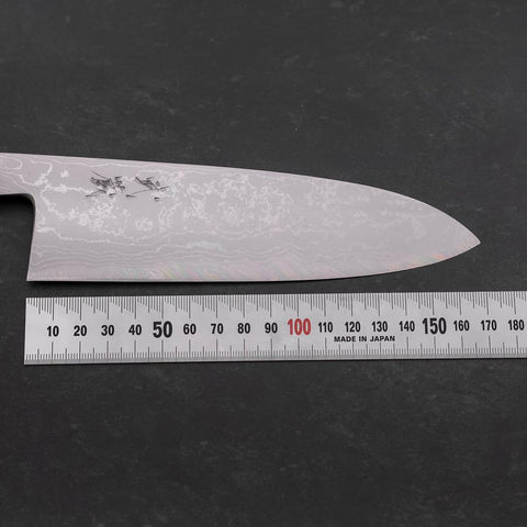 Santoku Blue Steel #2 Suminagashi Buffalo Ebony Handle 170mm