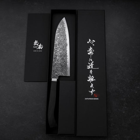 Santoku SG-2 Black Damascus Western Ebony Handle 180mm