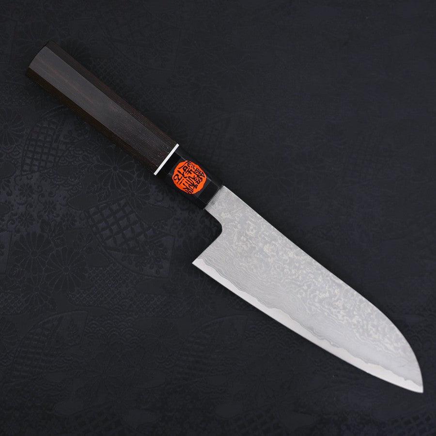 Santoku SG-2 Damascus Buffalo Ebony Handle 165mm-[Musashi]-[Japanese-Kitchen-Knives]