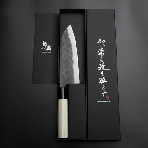 Santoku SK Steel Kurouchi Kurigata Magnolia Handle 165mm