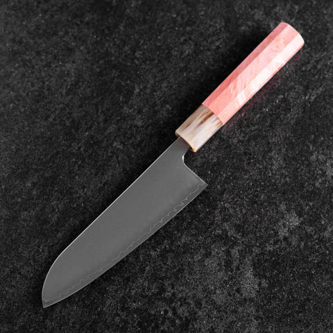 Santoku SLD Specchio Manico Bufalo Acero Rosa Scuro 170mm