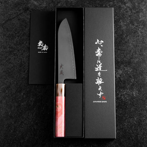 Santoku SLD Specchio Manico Bufalo Acero Rosa Scuro 170mm